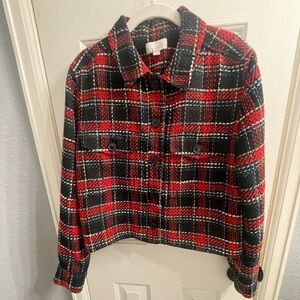 Loft plaid holiday festive jacket size small like new